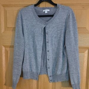 New York & Company Gray Sparkle Cardigan‎ Sweater Sz Large